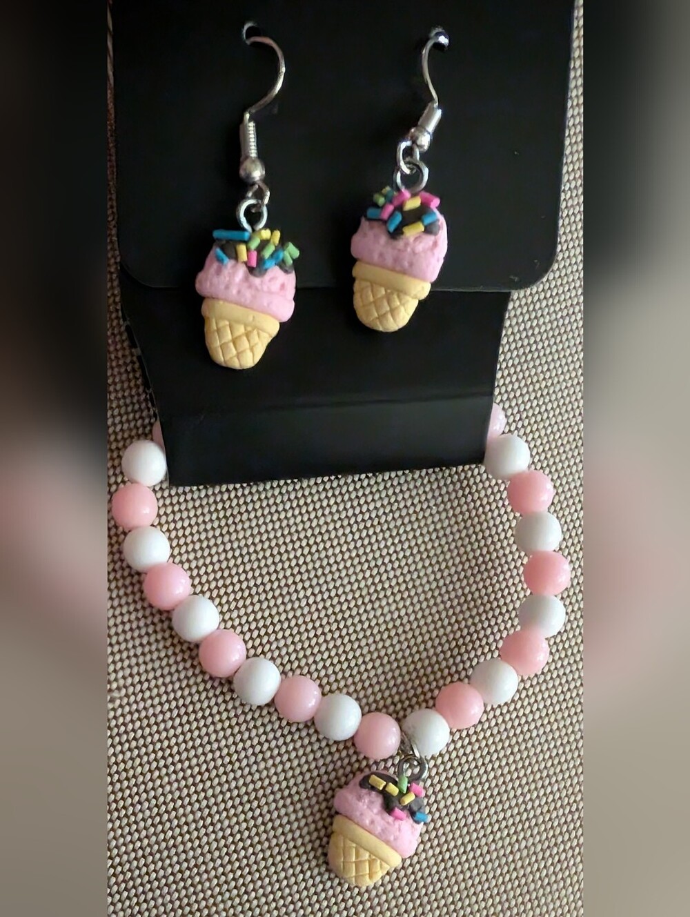 4 Ice Cream Cone Bracelet And Earring Sets